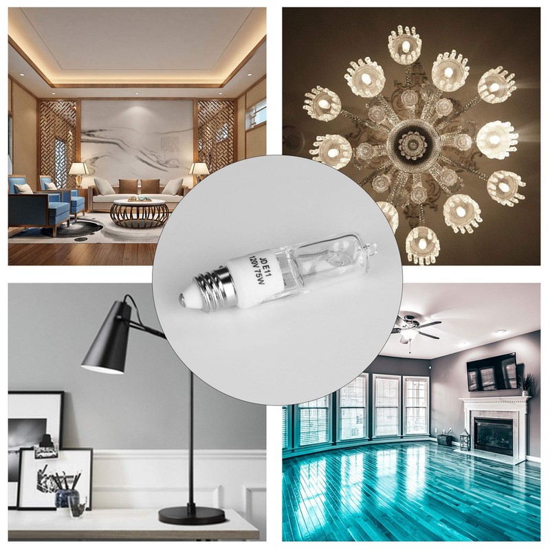 JD E11 120V 75 Watt Halogen Bulbs,Mini Candelabra Bulbs for