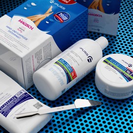 Mr. Fuss® No. 1 Advanced Pack Multi Large Cuticle Callus Remover Economy Pack 4 Pieces Active Solution Quick & Strong Softening 500 ml Balm No. 2-200 ml Cotton Cotton Multitool