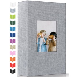 Álbum de fotos Artfeel 4x6 con 300 bolsillos, álbumes de fotos deslizables, libro de memorias con cubierta de lino y ventana frontal, libro de fotos vertical de páginas blancas para boda, familia