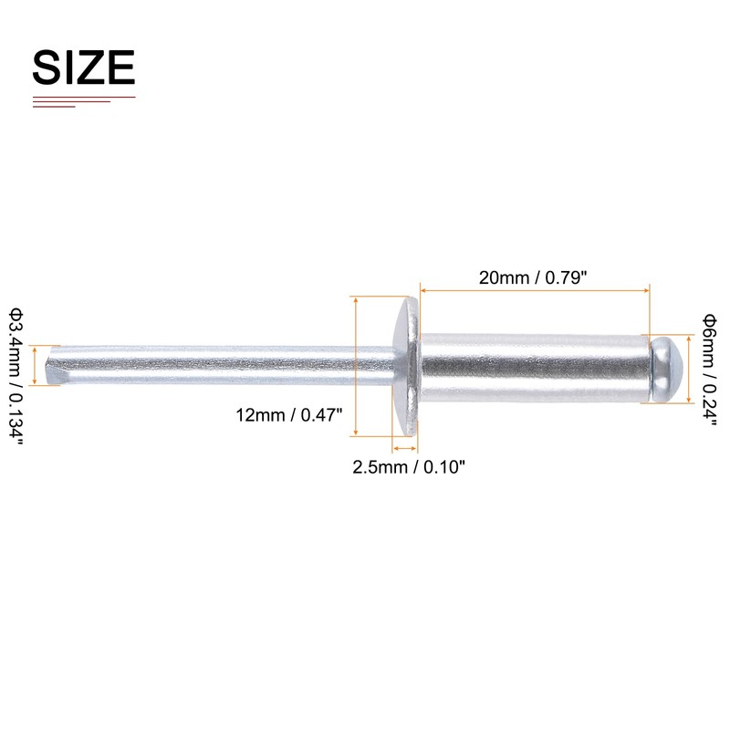 DTGN 6mm x 20mm (DXL) Blind Rivets - 50Pack -
