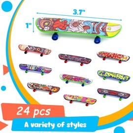 Pack of 24 Mini Finger Skateboards, Mini Fingerboard Skateboard Children's Toy, Mini Fingerboard Finger Skateboards Set, Mini Skateboard Toy for Children Birthday Gifts, Party Bag Fillers