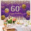 60th Birthday Decorations for Women, Purple Glitter Spots Fabric Sign