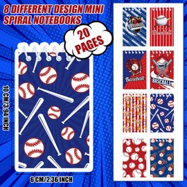 Yinder 24 Pcs Baseball Mini Notepads Baseball Party Favors Sports Mini Notepads Baseball Small Notebooks Spiral Memo Pad 2.36 x 3.94 Inch for Teacher Office Reward