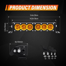 Willpower 12 inch Single Row Amber LED Light Bar 60W 4x4 Off Road Light Bar Flood Beam LED Work Light Truck UTV 4x4 Cars SUVs ATVs Boats Fog Driving Light with Wiring Harness kit