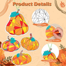 Blueweenly 80 Pcs Color Your Own Thanksgiving Fall Pumpkin DIY Coloring Craft for Kids Coloring Autumn Pumpkin Ornaments for Kids Fall Thanksgiving Party Classroom Activity Art Project Craft