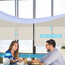 Motorized Blinds with Remote, Light Filtering Smart Shades Rechargeable Blackout Blind for Windows Custom Size, Shades with Build-in Bluetooth Motor for Home Office&Hotel(Beige 26''W x 72''H)