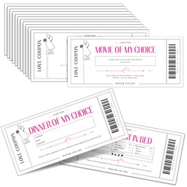 Zonon 20 Pieces Love Coupon Cards Bulk for Her, Couples Coupon Book for Him Husband, Wife, Boyfriend, Girlfriend Romantic Gift for Valentines, Wedding, Anniversary, Birthday(White)