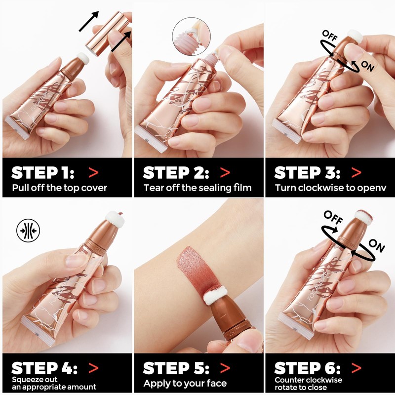 FOCALLURE 3 PCS Liquid Contour Stick,Moisturizing Highlighter,Blush and Bronzer,Silky Cream