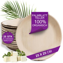 Waipur Organic Palm Leaf Plates - Round Plates in Five Sizes - Premium Disposable Tableware Compostable - Environmentally Friendly Party Tableware