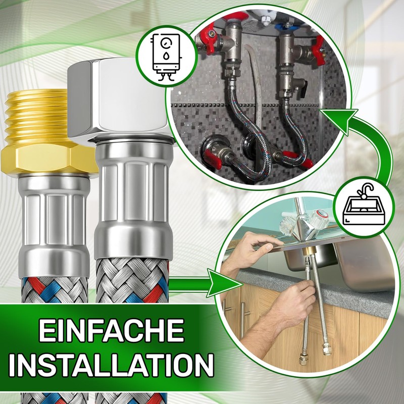 Flexible Water Connection Hose Length 50 cm Diameter 13 mm