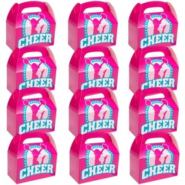 Pink Cheerleader Cardstock Favor Boxes - 6.25" x 5.25" (Pack of 12) - Perfect Party Supplies for Birthdays, Cheer-Themed Parties and Celebrations