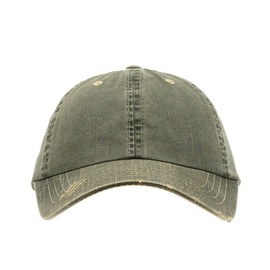 The Vintage Year Distressed Dirty Wash Herringbone Cotton Adjustable Baseball Cap (Olive Green)