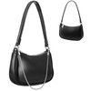 HEBELD Classic Black Shoulder Bag, Faux Leather, Removable Chain Strap,