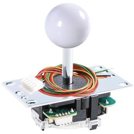 SANWA JLF-TP-8YT Joystick + Sanwa 8 pcs OBSF-30 Push Button Bundle Kit White - for Arcade Game 4 & 8 Way Adjustable, Compatible with Catz Mad SF4 Tournament Joystick (White Ball Top) S@NWA