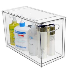 Shopwithgreen Refrigerator Organizer Bins with Pull-out Drawer, Drawable Clear Fridge Drawer Organizer with Handle, Plastic Kitchen Pantry Storage Containers (1 Tall)