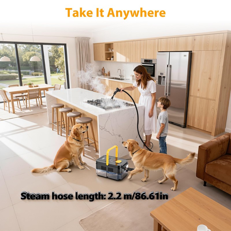 Steam Cleaner 1500W – 15s Fast Heat, Handheld Multi-Surface Steam