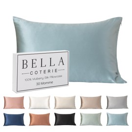 Bella Coterie Luxury Silk Pillowcase for Hair and Skin | 30 Momme | 100% Pure 6A Mulberry Silk | Super Soft | Perfectly Plush [Standard, Slate Blue]