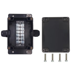 YETLEBOX Watertight Junction Box, IP67 Waterproof Electrical Project Box with 6P 25A Barrier Terminals,2 in/2 Out Cable Glands Electronic Enclosure 4.53" x 3.54" x 2.17"