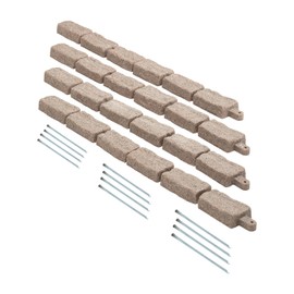 VEVOR Faux Stone Landscape Edging, No Dig Garden Edging Border, Flexible Blocks for Lawn Edging, Flower Beds, Driveway, Yards with 12 Spikes, 4 Pack 24 Bricks 16FT Kit, 46.5" Lx 3.7" W x 2.2" H, Brown