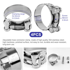 Joint Bolt Clamp Stainless Steel 52-55 mm Joint Bolt Clamp Hose Clamps Clamping Jaw Clamps Motorcycle Exhaust Clamps Joint Bolt Clamp Stainless Steel 304 (52-55 mm)