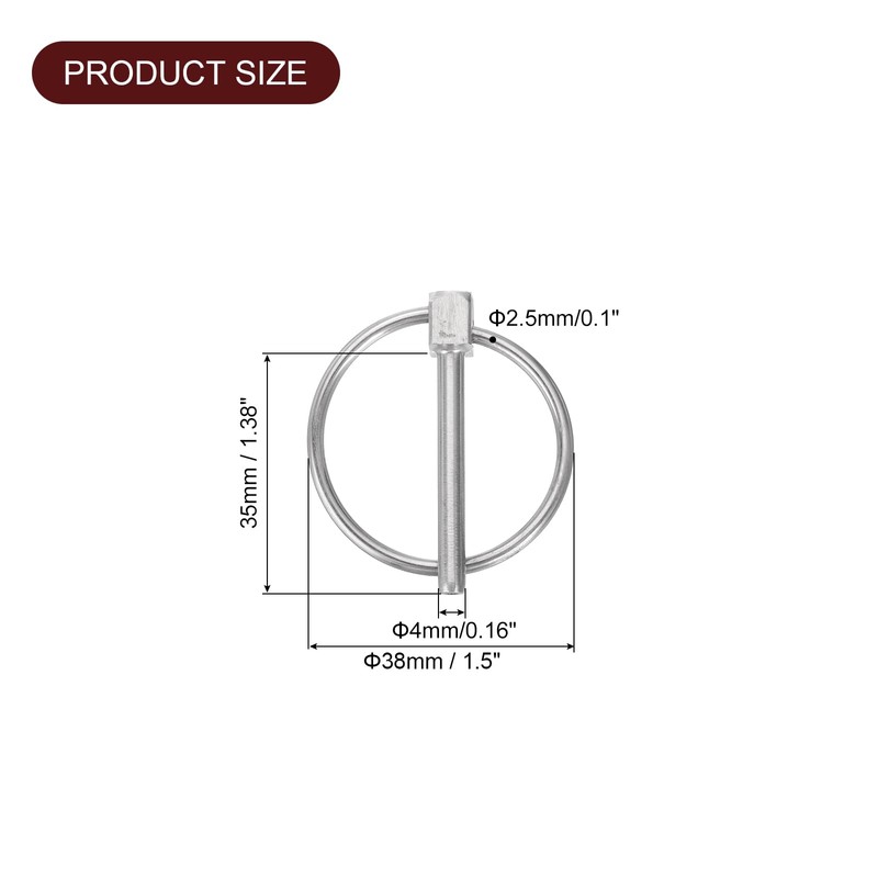 QUARKZMAN 4pcs 1/8" x 1-3/8" Locking Pin with Ring, Stainless