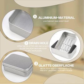 TUZHE Pack of 2 Soap Boxes Travel Waterproof Aluminium Premium Soap Dish with Drain Strainer and Sisal Soap Bag Soap Box for Home or Travel