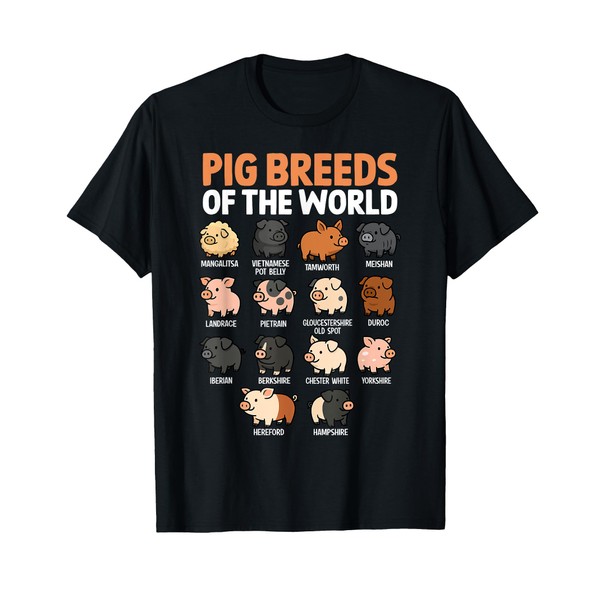 Pig Breeds of the World Cute Pig Lover T-Shirt