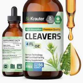 BIO KRAUTER Cleavers Tincture - Cleavers Herb Liquid Extract - Natural Detox - Alcohol and Sugar Free - Vegan Extract 4 Fl.Oz.