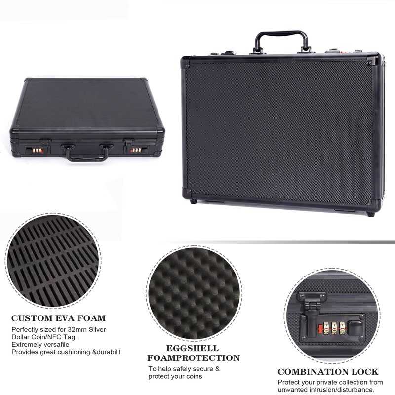 BAGAKE Coin Collection Box with Combination Lock,100 Slots Lockable Case,