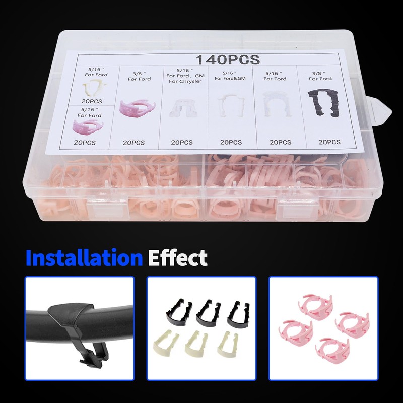 OXCANO 140Pcs Fuel Line Retainer Clips Assortment Kit, 7 Popular