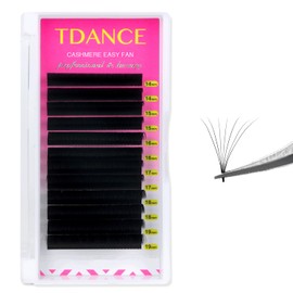 TDANCE Cashmere Easy Fan Lash Extensions 0.03mm D Curl 18mm Single Length Matte Black Mega Volume Individual Lash Extensions For Professional Use