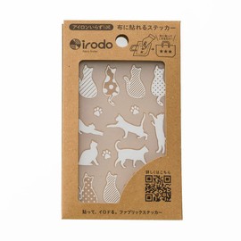 irodo 90079 Cat [Iron Not Required] [Fabric Decal] [Leather / Synthetic Fiber OK] [Handmade] (White)