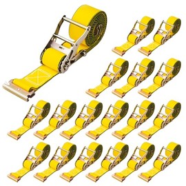 JOYANALL E-Track Ratchet Strap, 18 Pack 2" x 16' Heavy Duty Tie-Down Rachet Straps，4400 lbs Cargo Tie-Downs, E-Track Spring Fittings，Durable Tie-Downs for Cargo Vans, Trucks, Trailers