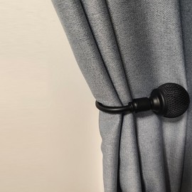 Refila Curtain Holdbacks (Set of 2), Wall Mounted Drapery Tiebacks with Screws, Metal Decorative Window Drapery Holder Curtain Hook (Black)