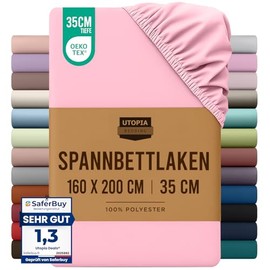 Utopia Bedding, Fitted Sheet, 160 x 200 cm, Pink, Oeko-Tex Certified, Brushed Polyester Microfibre, 35 cm Deep Pockets