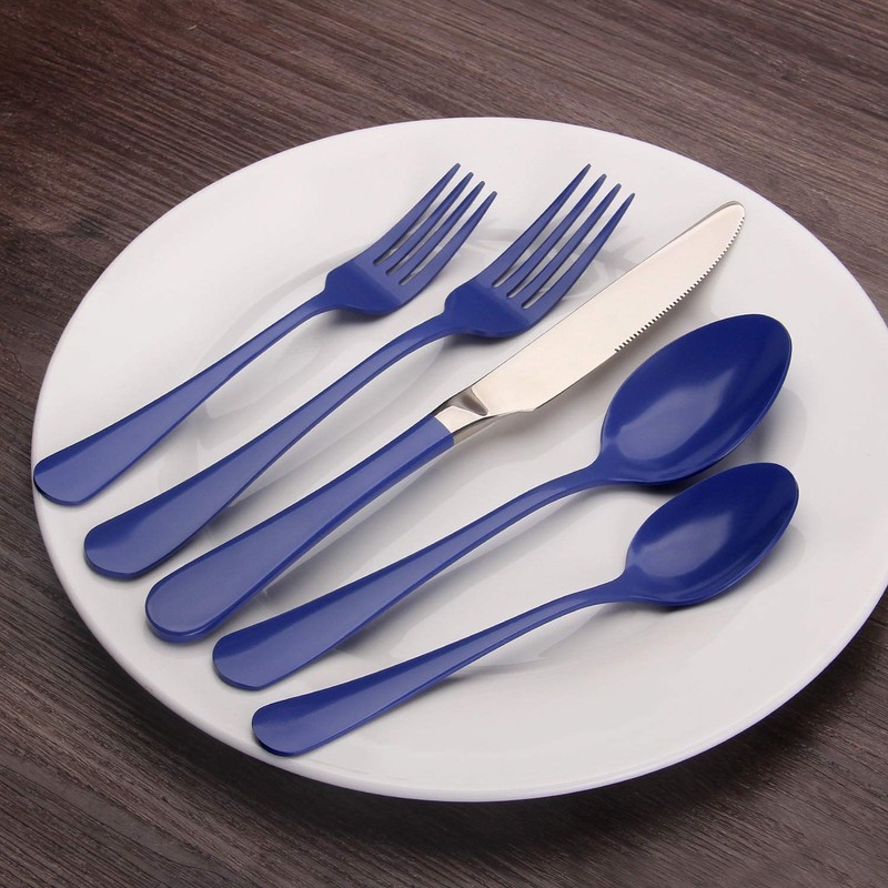 Blue Silverware Set, Bysta 20-Piece Stainless Steel Flatware Set, Kitchen