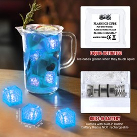 300 Pack Light Up Ice Cubes Bulk - Blue LED Ice Cubes for Drinks With Changing Color - Flashing Ice Cubes Glow in the Dark - Water Activated Ice Cubes Bar Club Wedding Party Decor