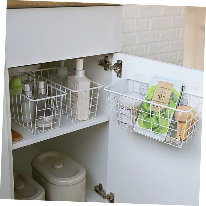 OHPHCALL Creative Wall Mounted Storage Basket White Iron Hanging Organizer