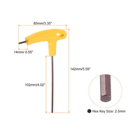HARFINGTON T-Handle Hex Key Wrench 2.5mm Metric S2 Steel T-Key Inner Hexagon Wrenches Spanner Repair Tool for Automotive Household Maintenance, Yellow