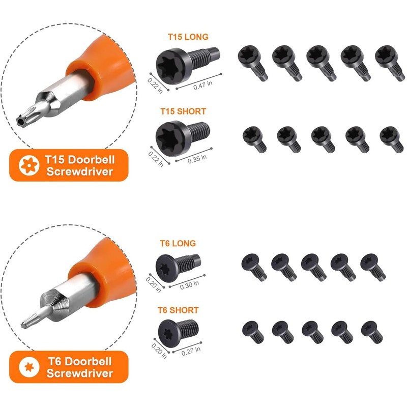 Ring Doorbell Screwdriver Replacement - Double-Ended T6 T15 Security Screws