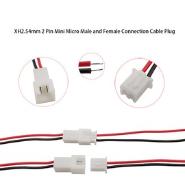 Cermant 40pcs (20Pairs) XH2.54mm 2 Pin Mini Micro Male and Female Connection Cable Plug with Red Black Terminal Connector Wire Cable 100mm (XH2.54mm)