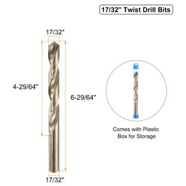 uxcell 17/32" M35 Cobalt Twist Drill Bits, High-Speed Steel Jobber Drill Bit for Stainless Steel, Hardened Metal, Cast Iron, Aluminum, Copper, Soft Alloy Steel, Wood, Plastic