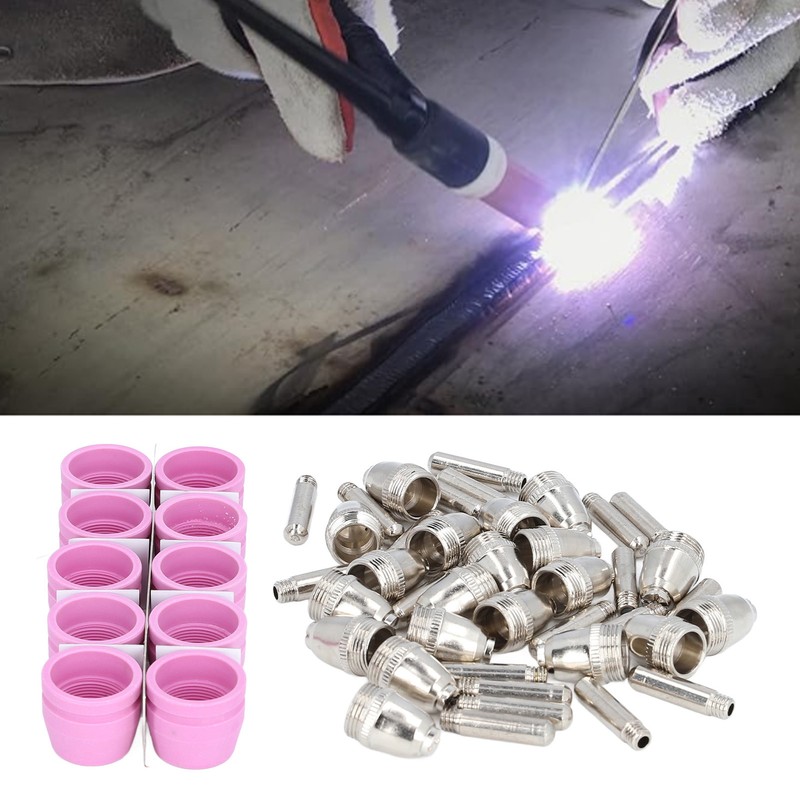 54 Pieces Plasma Cutter Torch Parts Electrode Nozzle Set Ceramic