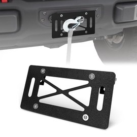 KLYONA Universal Flip-Up License Plate Holder for 10" Hawse Fairlead, Compatible with Pickup SUV, RV Bumper Winch Hawse Fairlead Front License Plate Holder