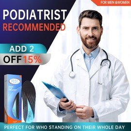 PCSsole Orthopädische Einlegesohlen bei Plantarfasziitis, Fersensporn, Plattfüße, Fußschmerz, Verteilt Fußdruck, Bogen Unterstützung, Komfort Einlegesohlen für Herren und Damen