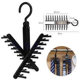 AIMALL Adjustable Scarf See Everything Cross X 20 Tie Home Hanger Rack 360° Space Saving Organizer Rotating Holder Compact Belt, Rotate to Open/Close Tie and Belt Hanger with Non-Slip Clips