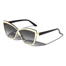Pittsburgh Infinity Frame Sharp Cat Eye Sunglasses Men Women UV400 Protection (Smoke Gold)