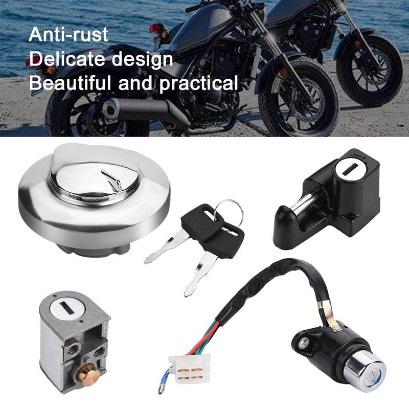 Motorcycle Ignition Switch Fuel Gas Cap Seat Lock Keys for