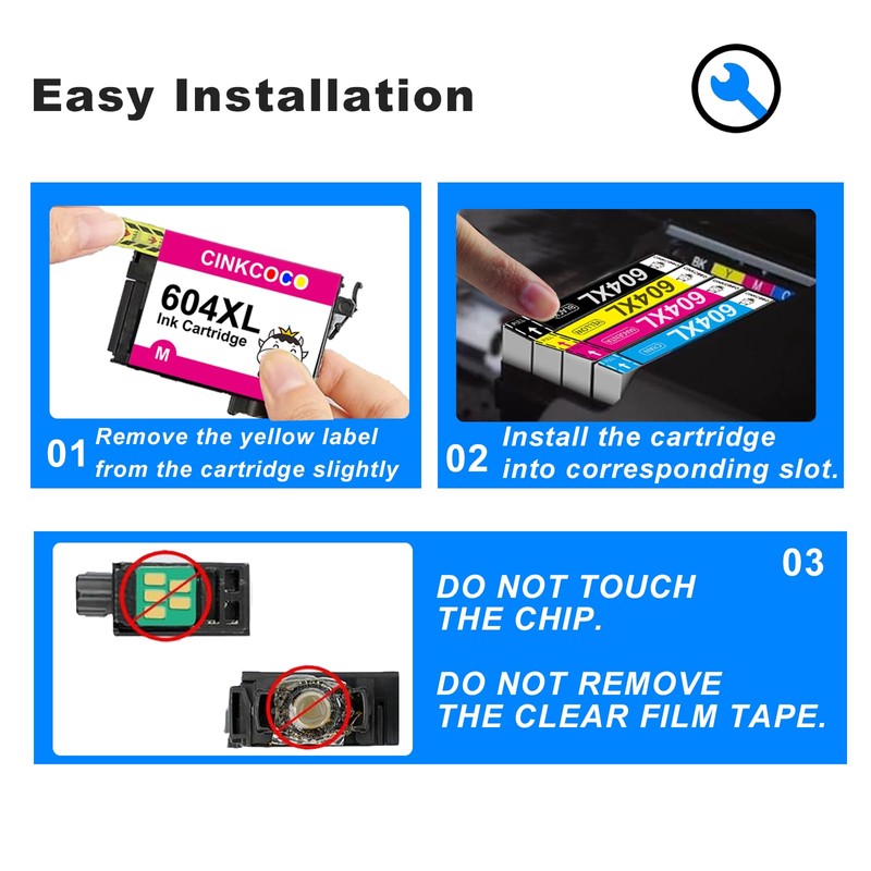 CINKCOCO 604XL Printer Cartridges Multipack Compatible with 604 Cartridges for