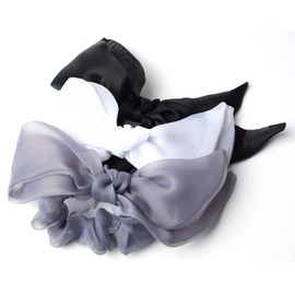 QinGoo Black Rabbit Ear Scrunchie Organic Hair Rubber Hair Accessories, Cute, Stylish, Women's, Korean, 1 Piece (Black)